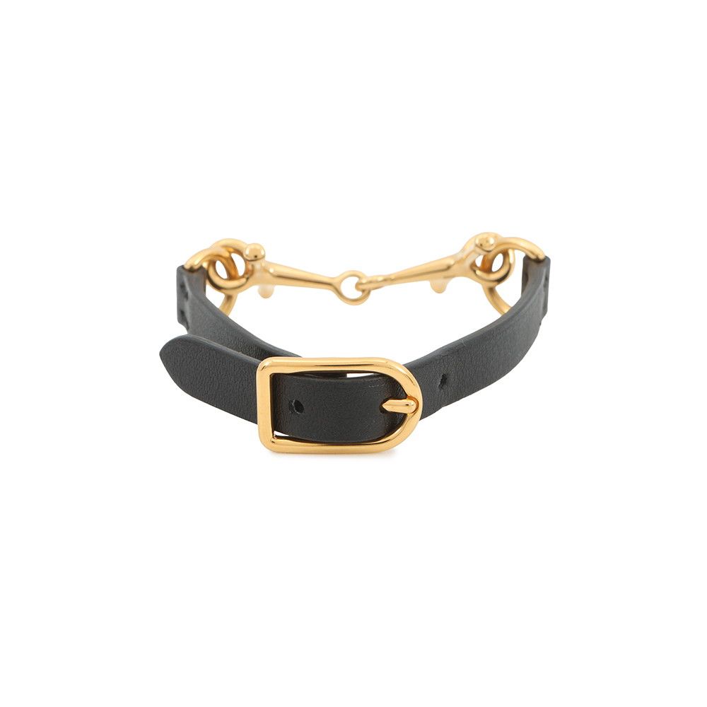 Hermes Bracelet Molle Horsebit Black Gold Swift T2 — view 3