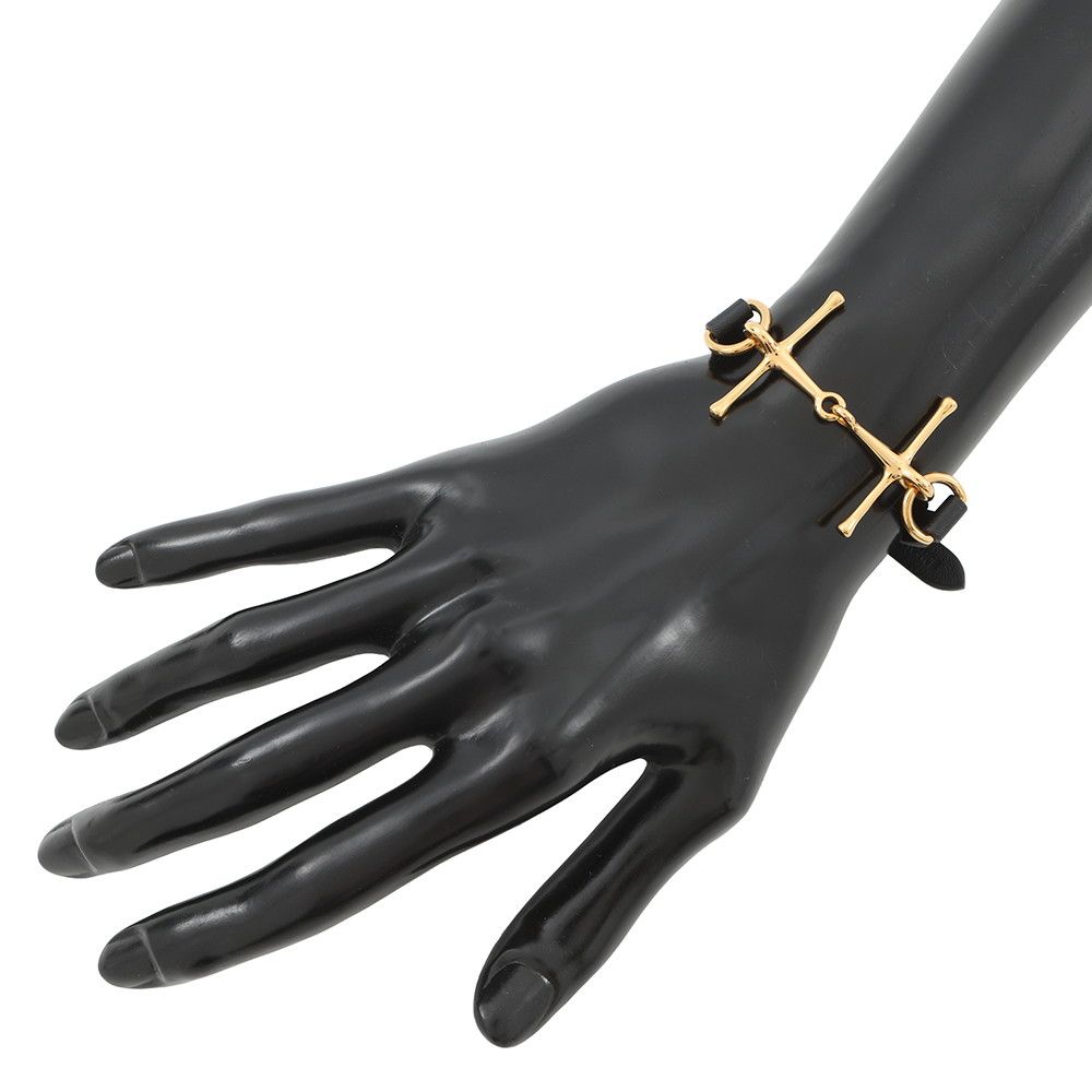 Hermes Bracelet Molle Horsebit Black Gold Swift T2 — view 4