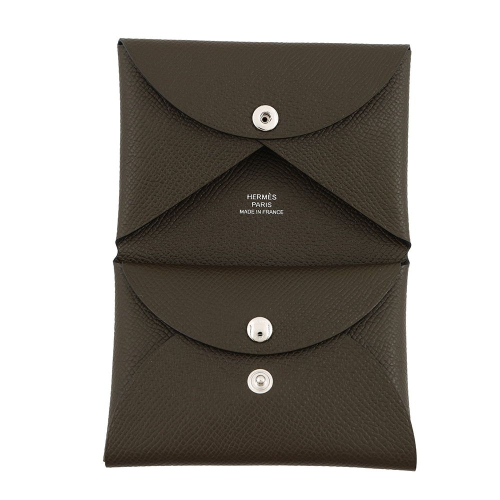 Hermes Coin Case Calvi Duo Vert Roden Silver Epsom — view 4