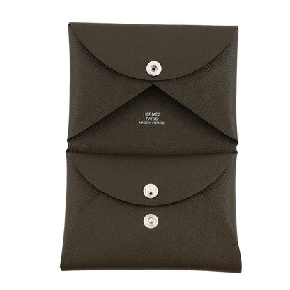 Hermes Coin Case Calvi Duo Vert Roden Silver Epsom — view 4