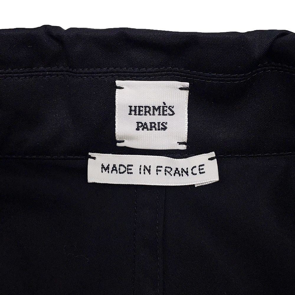 Hermes Dress Shirt Clou de Selle Series Button Cotton 36 Black — view 9