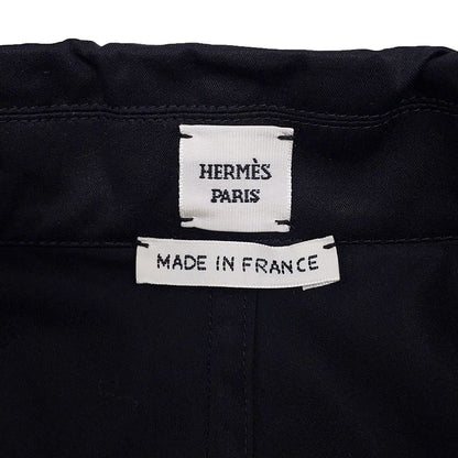 Hermes Dress Shirt Clou de Selle Series Button Cotton 36 Black — view 9