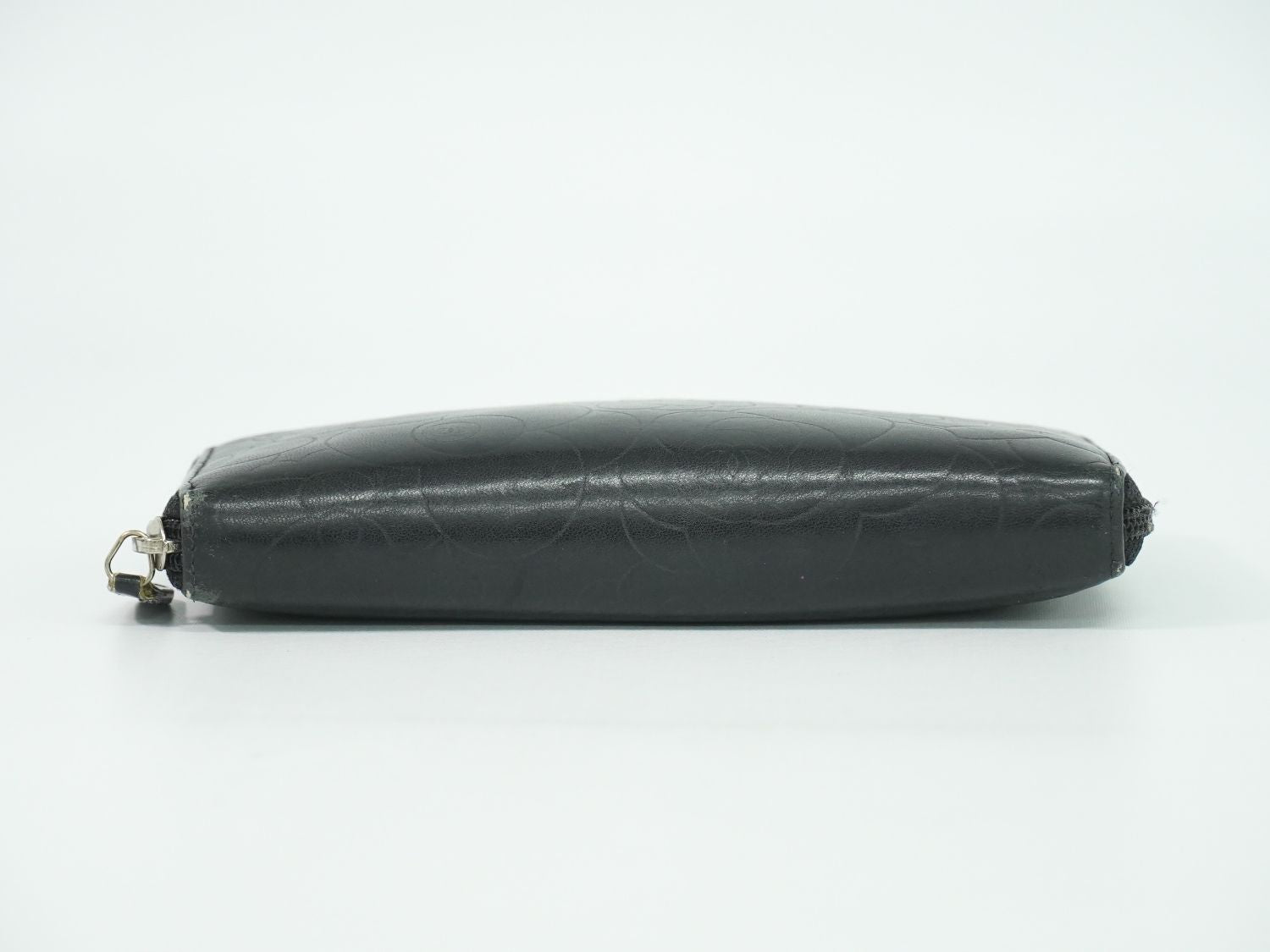 Chanel CC Logo Camelia Zip Around Wallet Leather Black — view 3