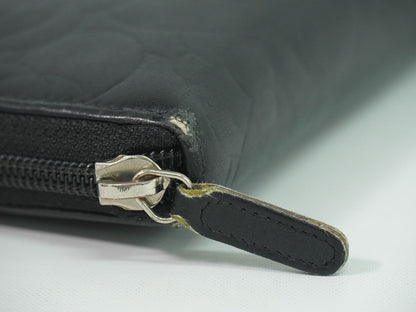 Chanel CC Logo Camelia Zip Around Wallet Leather Black — view 6