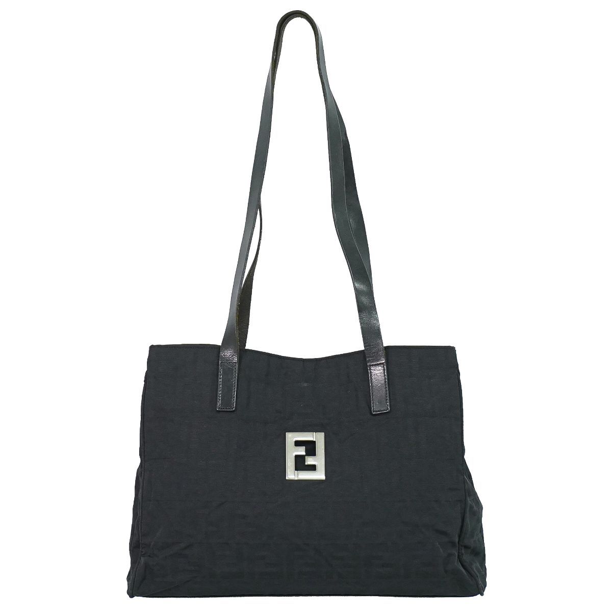 Fendi Zucca Shoulder Bag Tote Canvas Black