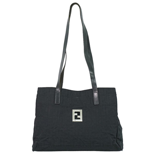 Fendi Zucca Shoulder Bag Tote Canvas Black