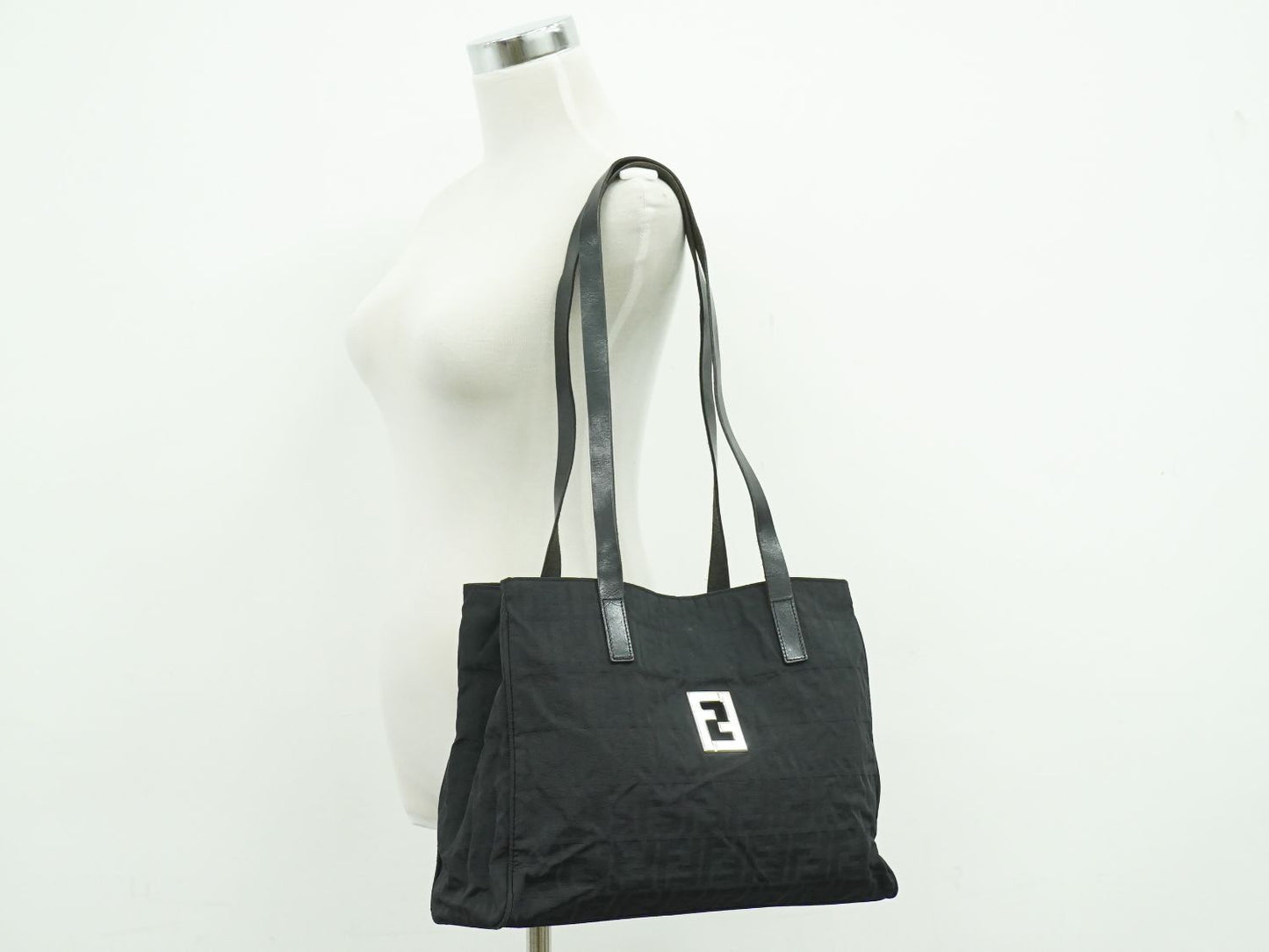 Fendi Zucca Shoulder Bag Tote Canvas Black — view 6