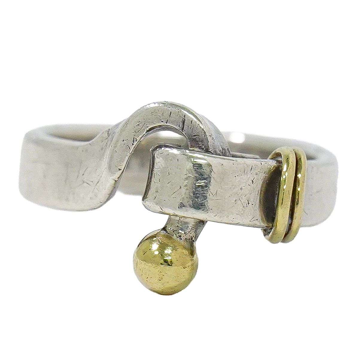 Tiffany & Co Hook Eye Sterling 18k YG Combination Ring Silver Yellow Gold