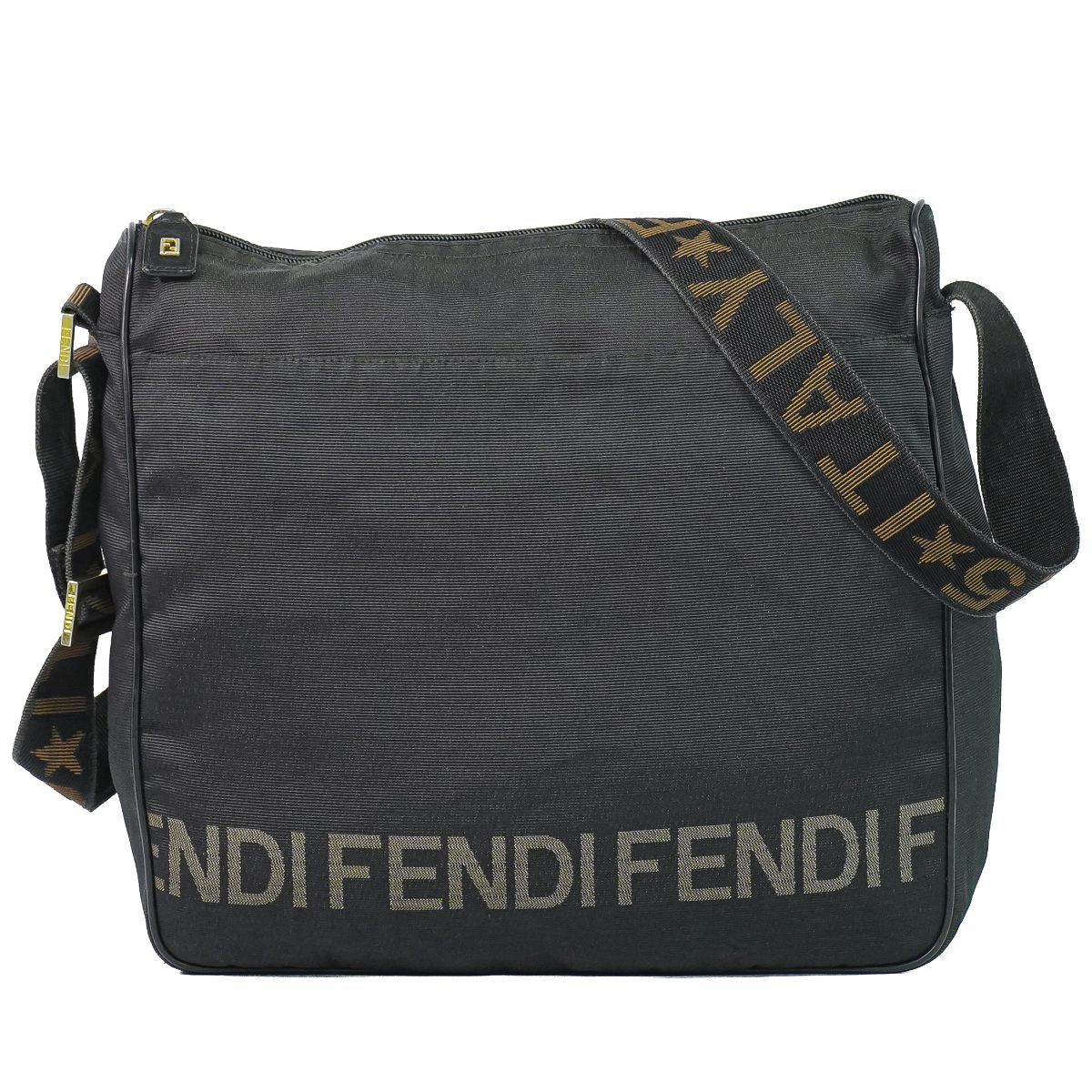 Fendi Canvas Shoulder Bag Pochette Black