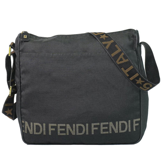 Fendi Canvas Shoulder Bag Pochette Black