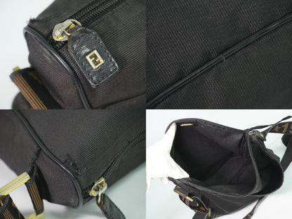 Fendi Canvas Shoulder Bag Pochette Black — view 8