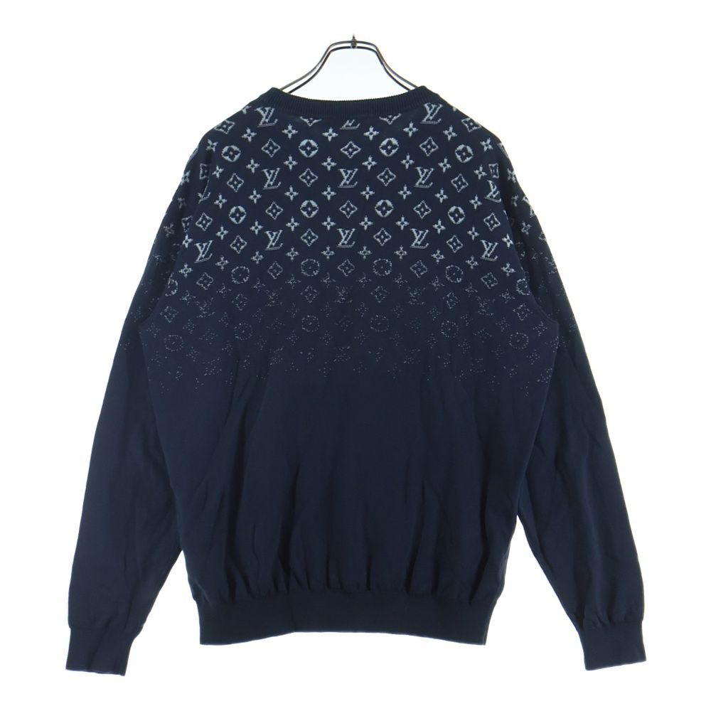Louis Vuitton Gradient Monogram Crew Neck Long Sleeve Knit Sweater Navy Uso — view 2