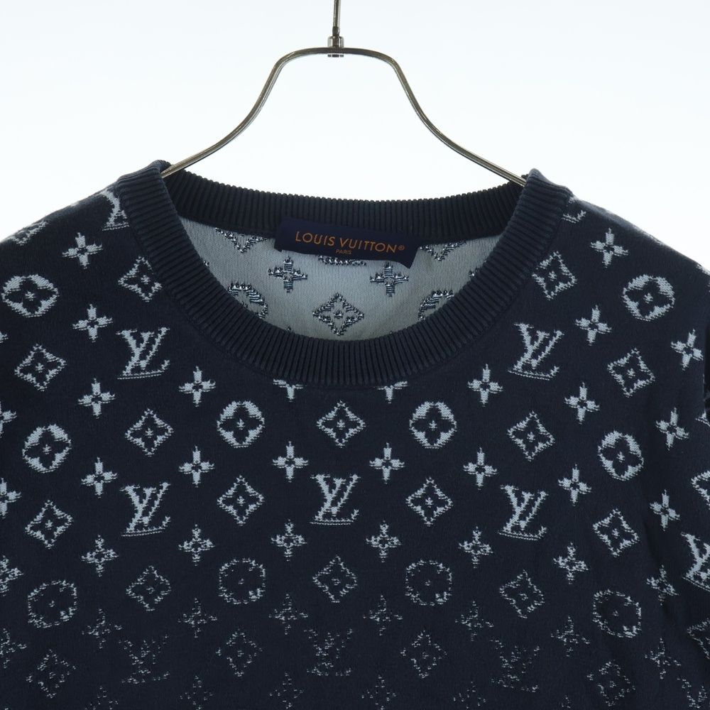 Louis Vuitton Gradient Monogram Crew Neck Long Sleeve Knit Sweater Navy Uso — view 5