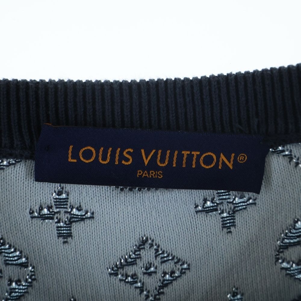 Louis Vuitton Gradient Monogram Crew Neck Long Sleeve Knit Sweater Navy Uso — view 6