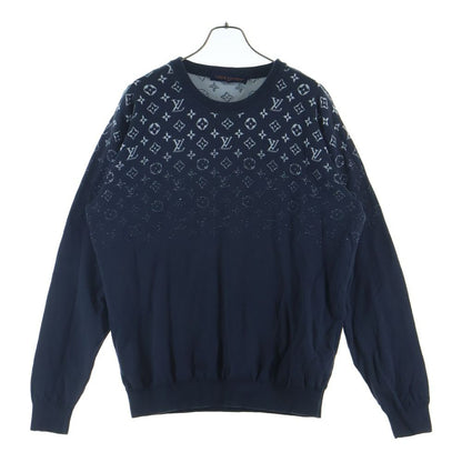 Louis Vuitton Gradient Monogram Crew Neck Long Sleeve Knit Sweater Navy Uso