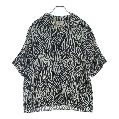 Celine Zebra Pattern Open Collar Short Sleeve Shirt White Black