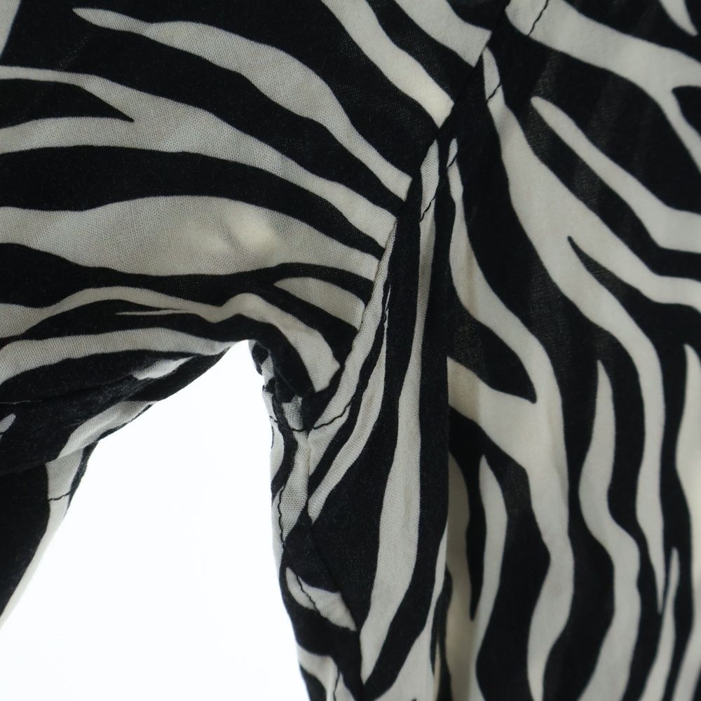Celine Zebra Pattern Open Collar Short Sleeve Shirt White Black — view 5