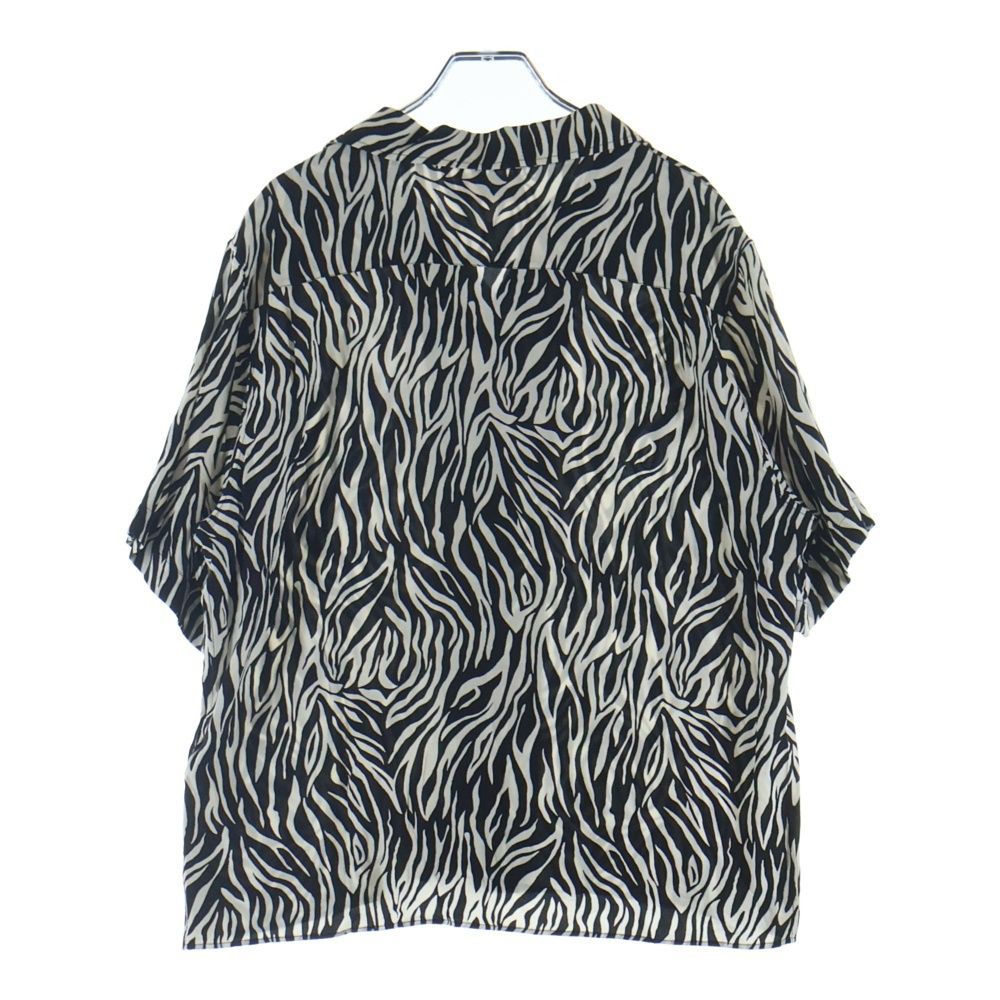 Celine Zebra Pattern Open Collar Short Sleeve Shirt White Black — view 2