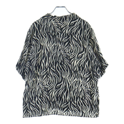 Celine Zebra Pattern Open Collar Short Sleeve Shirt White Black — view 2