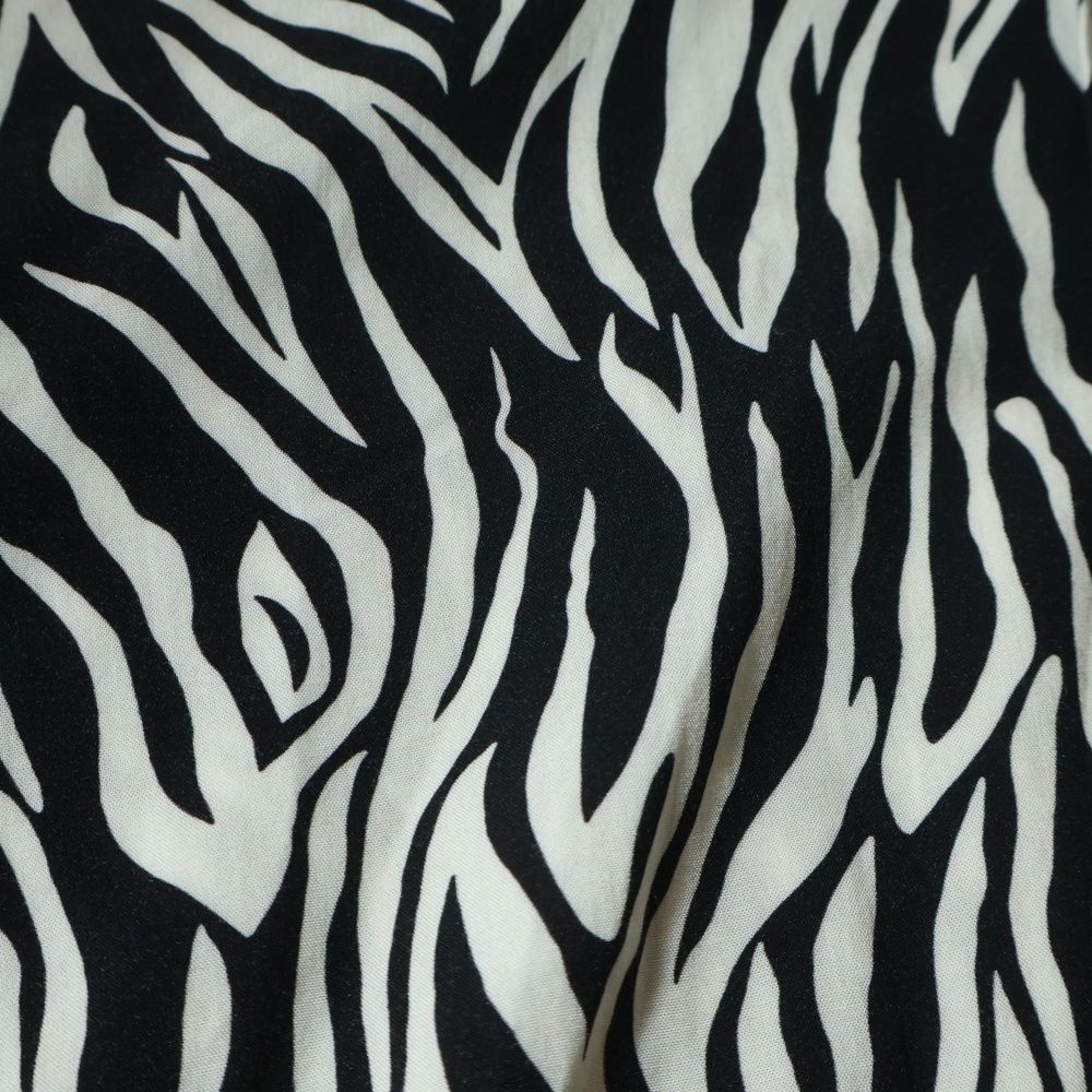 Celine Zebra Pattern Open Collar Short Sleeve Shirt White Black — view 6