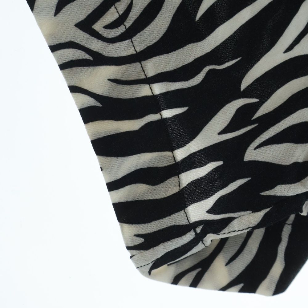 Celine Zebra Pattern Open Collar Short Sleeve Shirt White Black — view 4