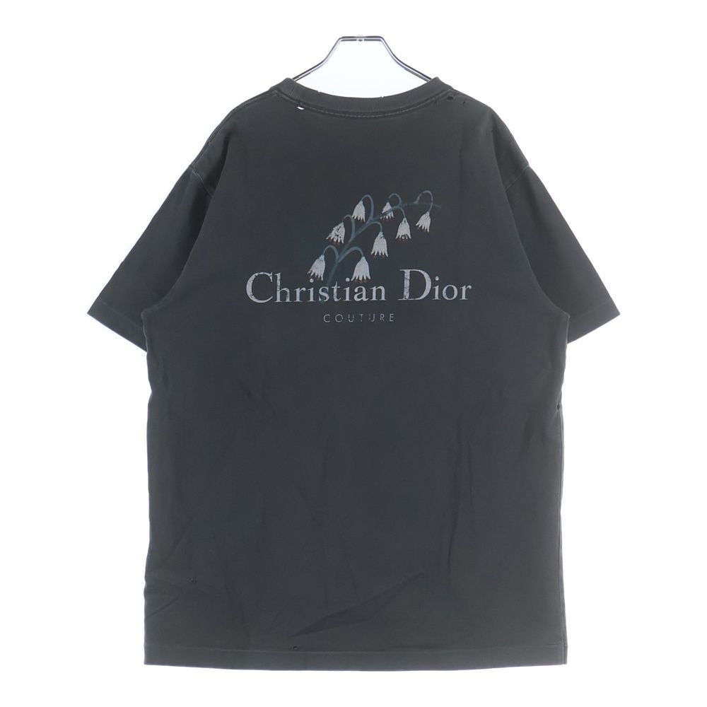 Dior Lilly of the Valley T-shirts Distressed Crew Neck Short Sleeve T-Shirt