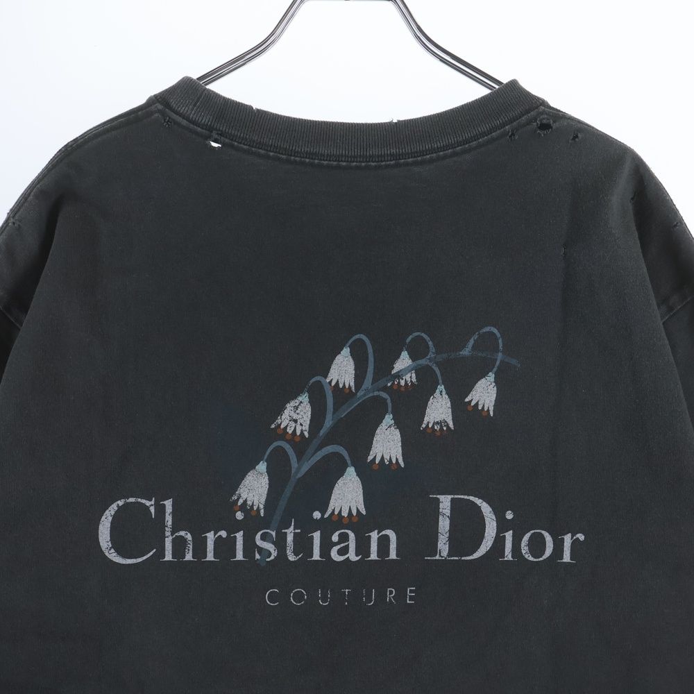 Dior Lilly of the Valley T-shirts Distressed Crew Neck Short Sleeve T-Shirt — view 4