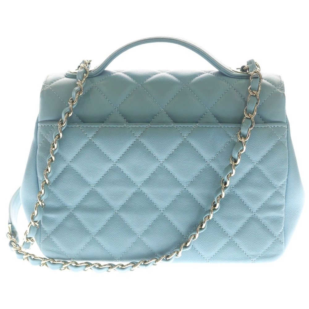 Chanel Quilted Business Affinity Caviar Leather Chain Shoulder Bag GD Blue — view 2