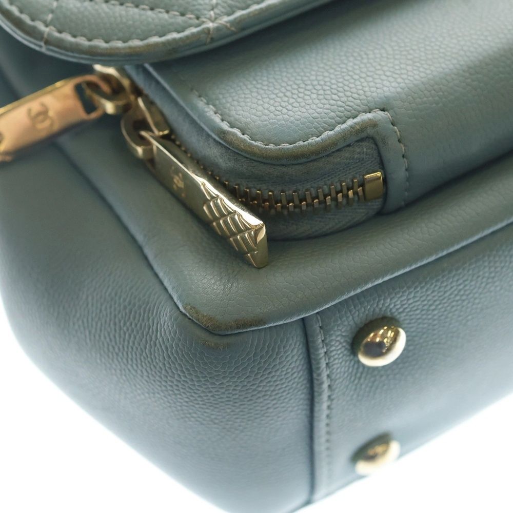 Chanel Quilted Business Affinity Caviar Leather Chain Shoulder Bag GD Blue — view 5