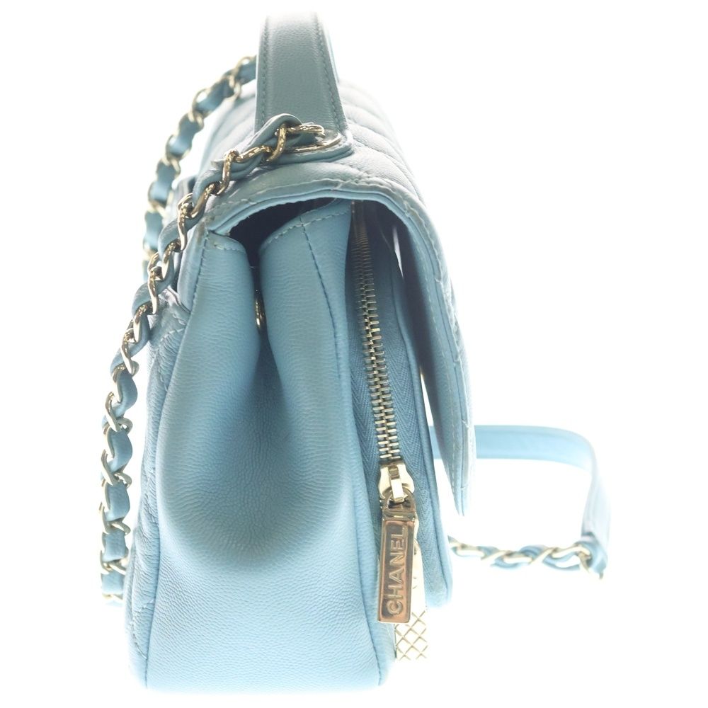 Chanel Quilted Business Affinity Caviar Leather Chain Shoulder Bag GD Blue — view 3