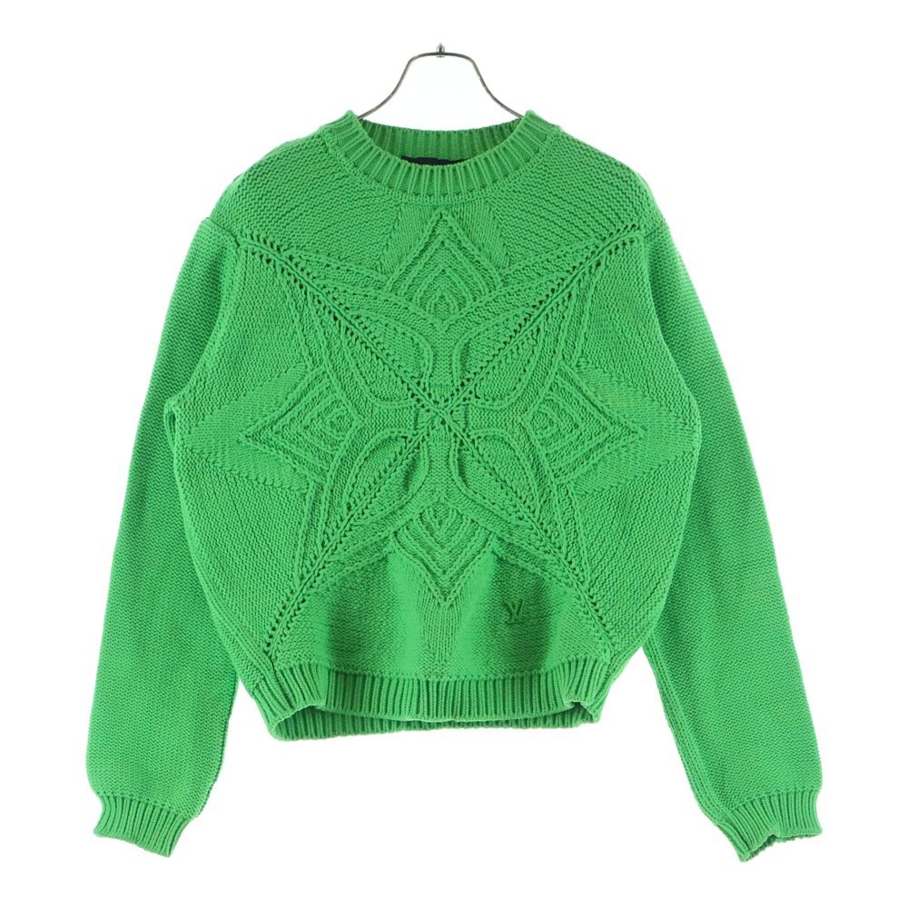 Louis Vuitton LV Logo Plate Crew Neck Long Sleeve Pullover Sweater Green