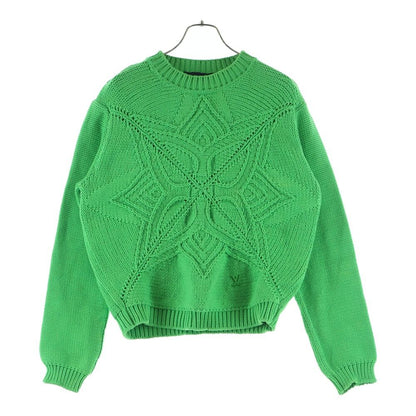 Louis Vuitton LV Logo Plate Crew Neck Long Sleeve Pullover Sweater Green