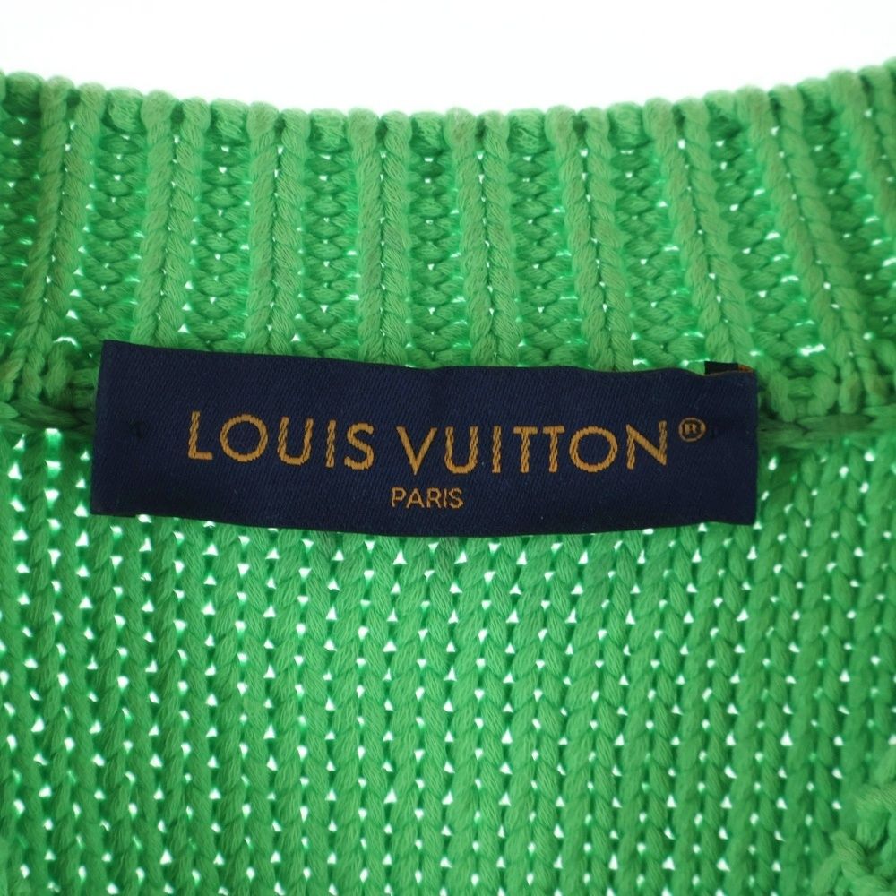 Louis Vuitton LV Logo Plate Crew Neck Long Sleeve Pullover Sweater Green — view 6