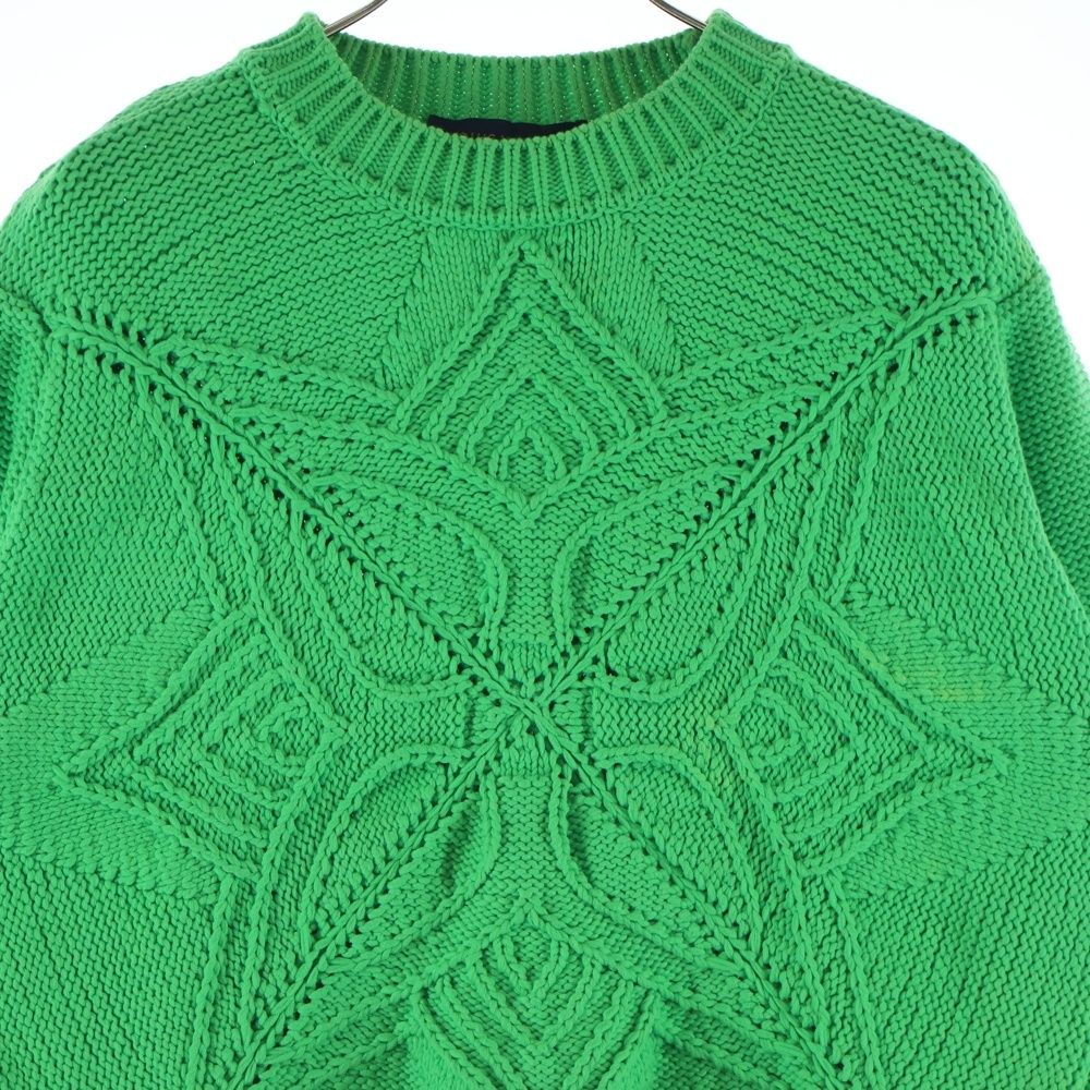 Louis Vuitton LV Logo Plate Crew Neck Long Sleeve Pullover Sweater Green — view 3