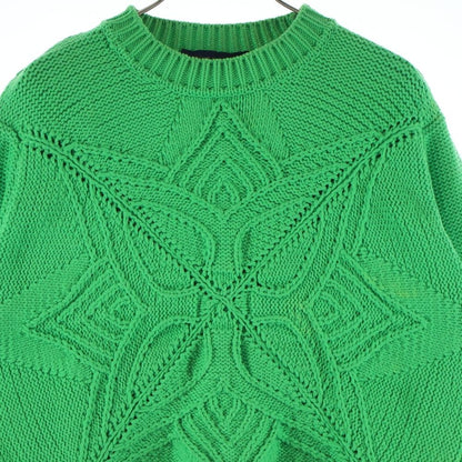 Louis Vuitton LV Logo Plate Crew Neck Long Sleeve Pullover Sweater Green — view 3