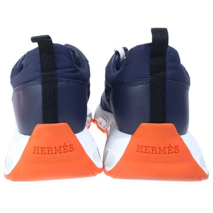 Hermes Impulse Chaine D'ancre Nylon Leather Lace Up Sneakers Navy — view 3