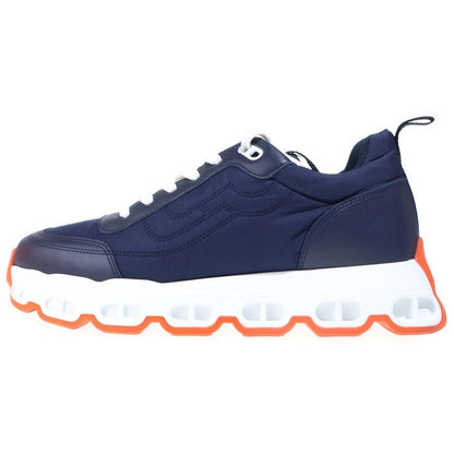 Hermes Impulse Chaine D'ancre Nylon Leather Lace Up Sneakers Navy