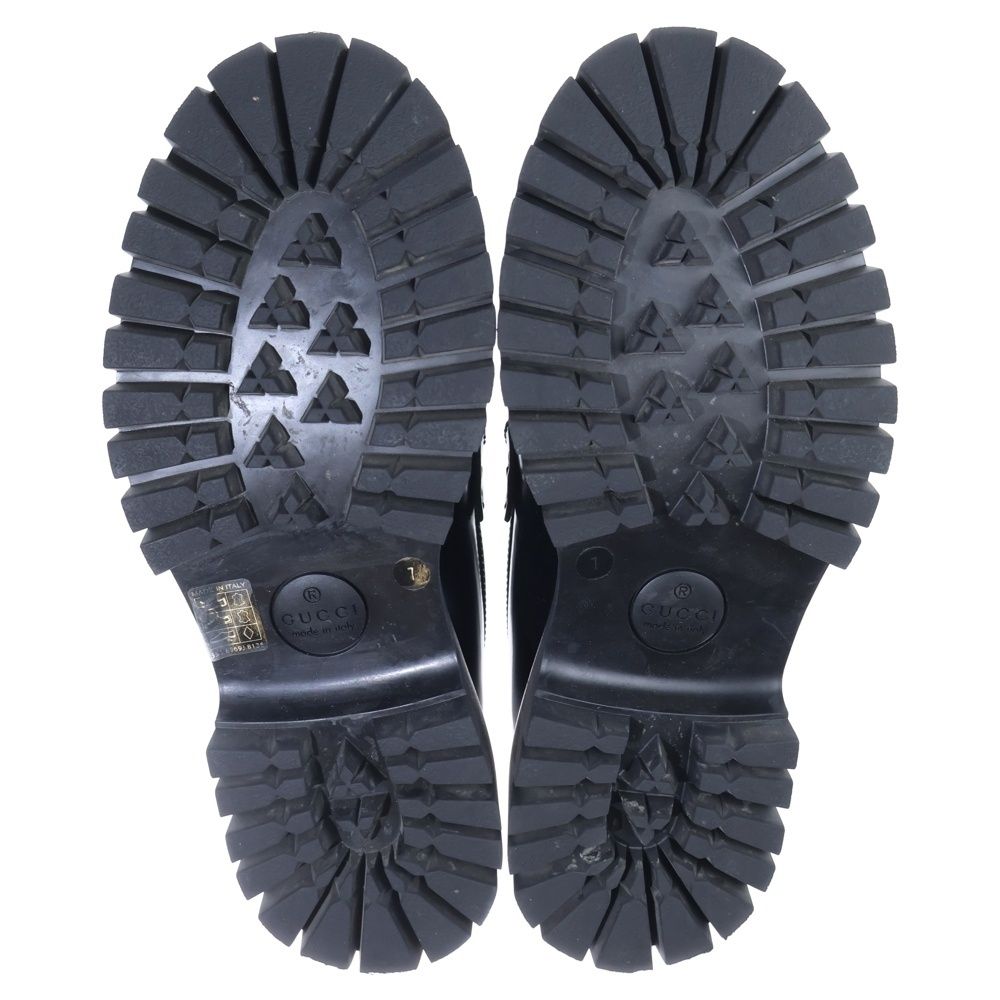 Gucci Interlocking Chain Leather Loafers Black — view 5