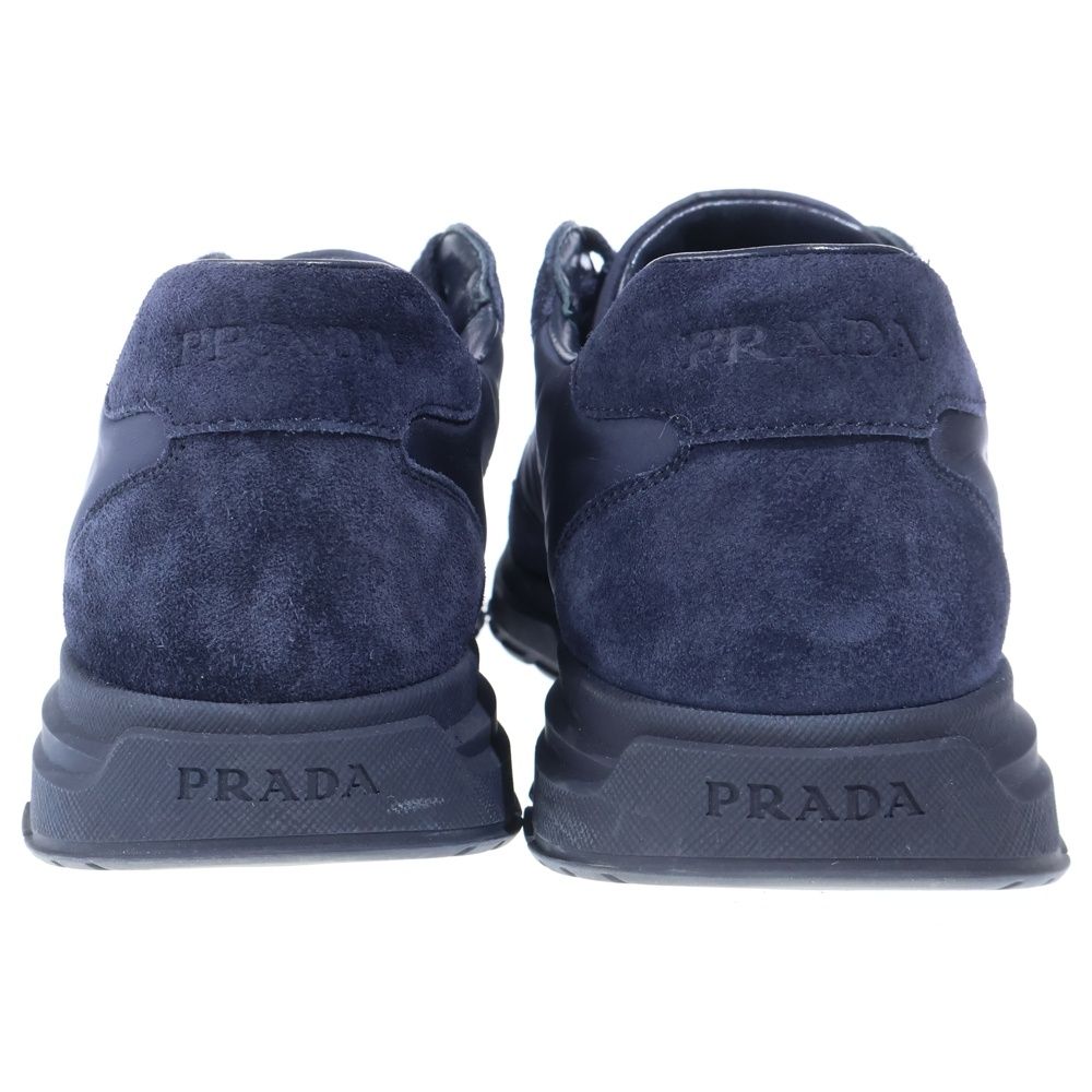 Prada Re-Nylon Suede Leather Replacement Low Cut Sneakers Navy — view 3