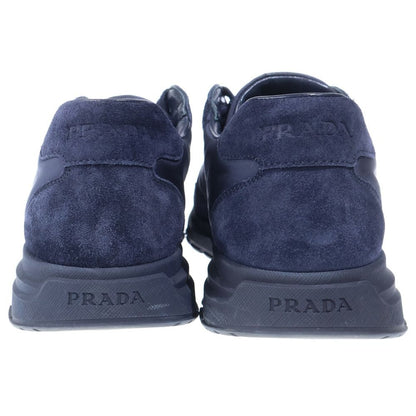 Prada Re-Nylon Suede Leather Replacement Low Cut Sneakers Navy — view 3