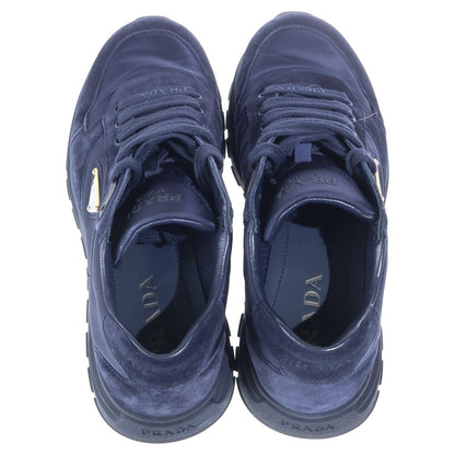 Prada Re-Nylon Suede Leather Replacement Low Cut Sneakers Navy — view 4