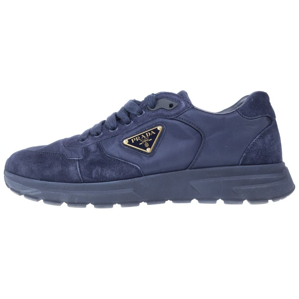 Prada Re-Nylon Suede Leather Replacement Low Cut Sneakers Navy