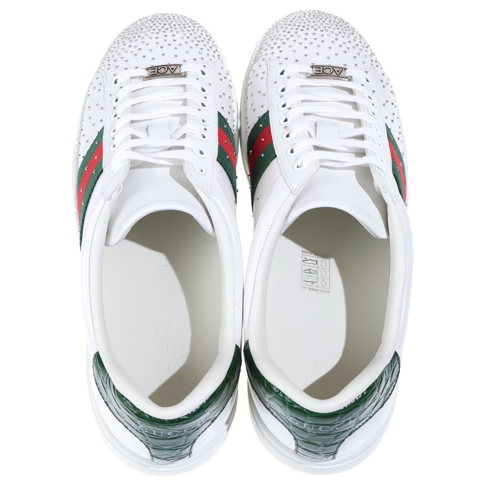 Gucci Ace Studded Multiplication Low Cut Sneakers White — view 4