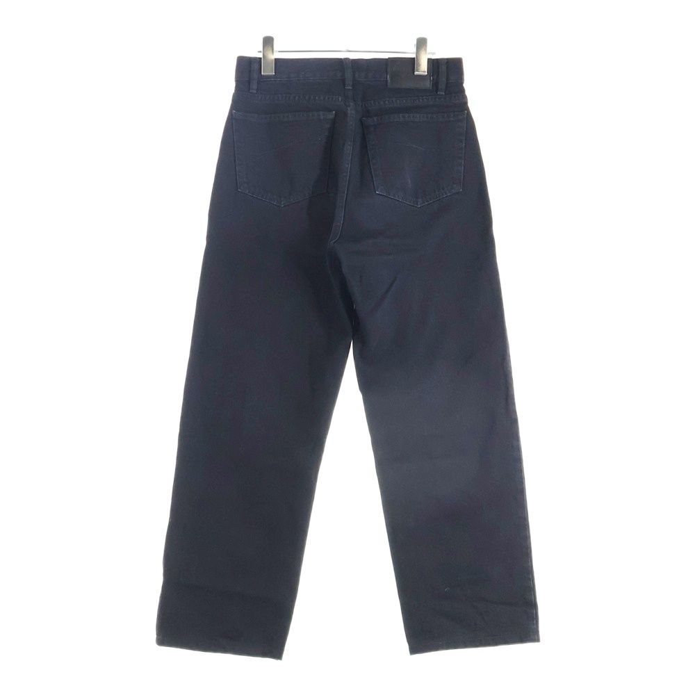Balenciaga Dameged Straight Jeans Distressed Wide Denim Pants Black — view 2