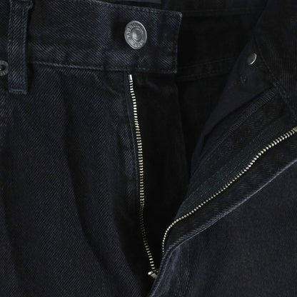 Balenciaga Dameged Straight Jeans Distressed Wide Denim Pants Black — view 5