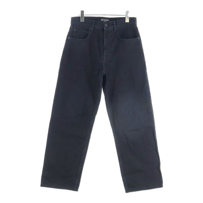 Balenciaga Dameged Straight Jeans Distressed Wide Denim Pants Black