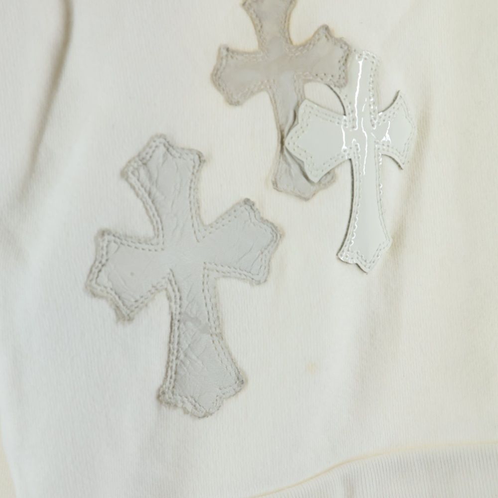 Chrome Hearts Not Crew Neck Sweatshirt Patent Leather Cross Patch White — view 5