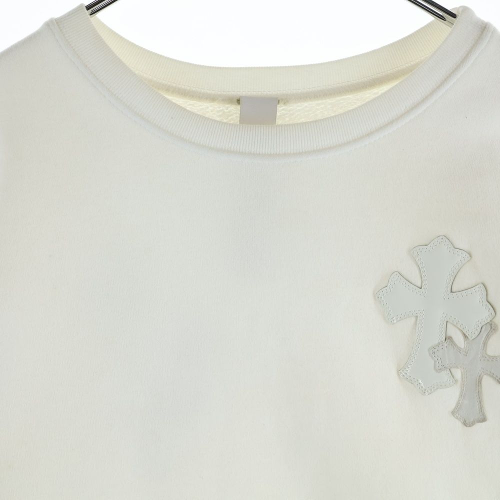 Chrome Hearts Not Crew Neck Sweatshirt Patent Leather Cross Patch White — view 3