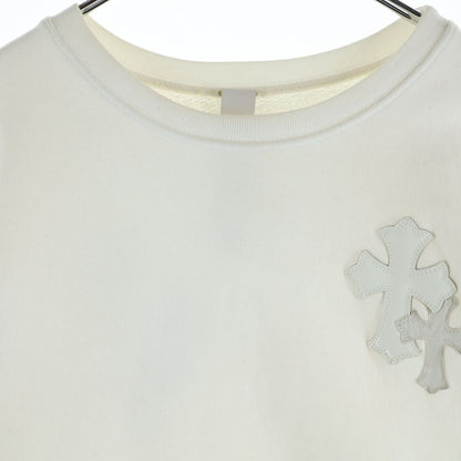 Chrome Hearts Not Crew Neck Sweatshirt Patent Leather Cross Patch White — view 3