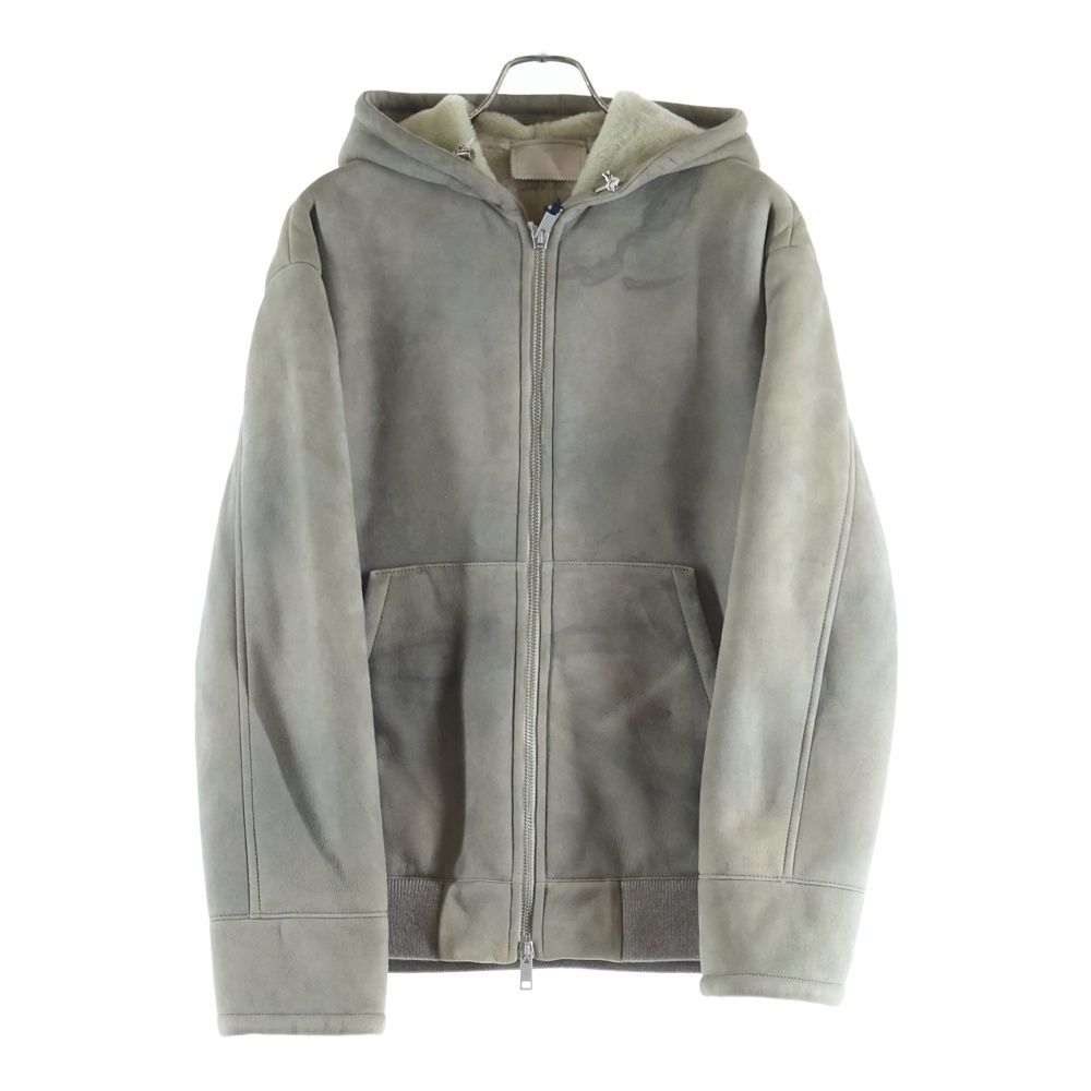Prada Shearling Zip Up Hoodie Gray